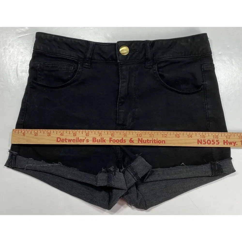 American Eagle Shorts 8 Hi-Rise Shortie Super Super Stretch Black Denim